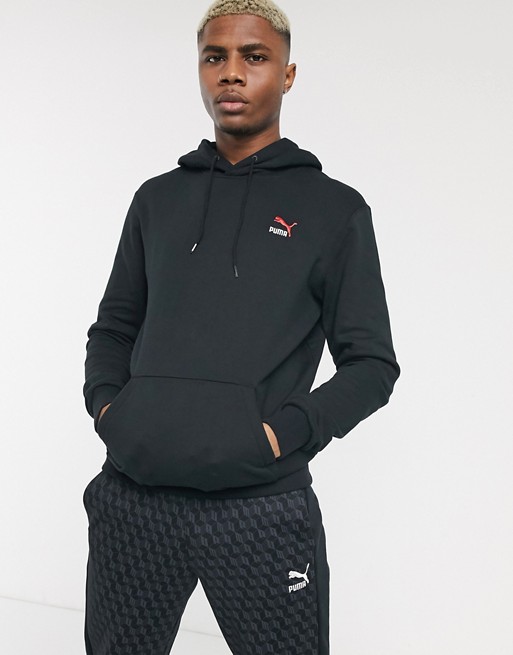 Puma Classics embroidered hoodie in black