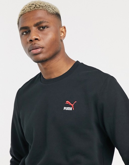 Puma Classics embroidered sweatshirt in black