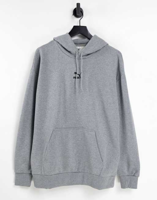 PUMA - Classics - Felpa con cappuccio oversize, colore grigio