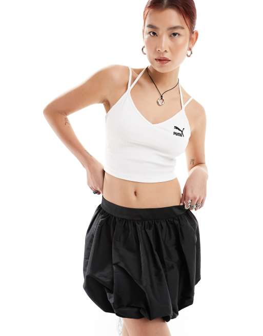 PUMA - Classics - Geribbelde crop top in wit