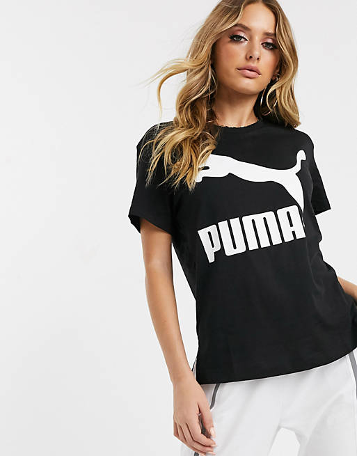 Puma Classics large logo t-shirt in black | ASOS