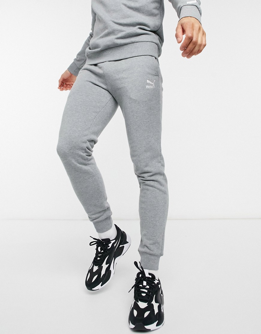 Puma Classics logo sweatpants in gray-Grey