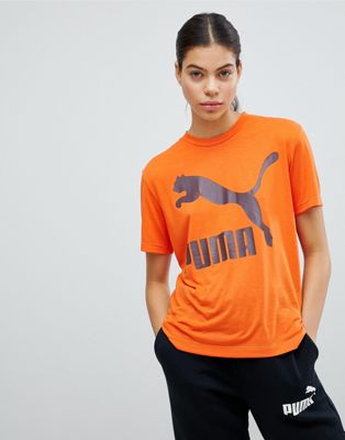 Puma - Classics - Logo T-shirt in oranje