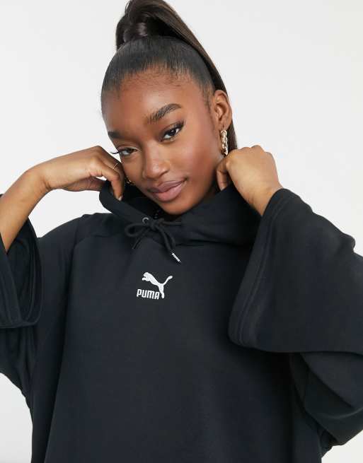 PUMA classics long sleeve hoodie dress in black ASOS