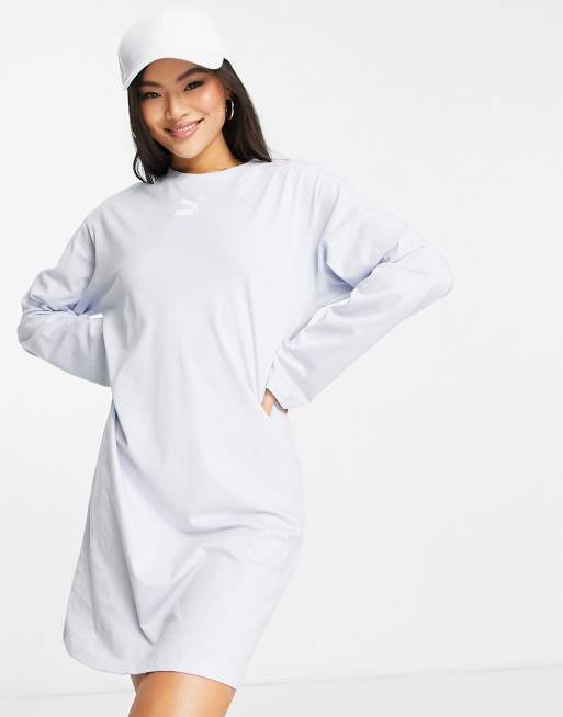 Puma Classics long sleeve tee dress in light blue