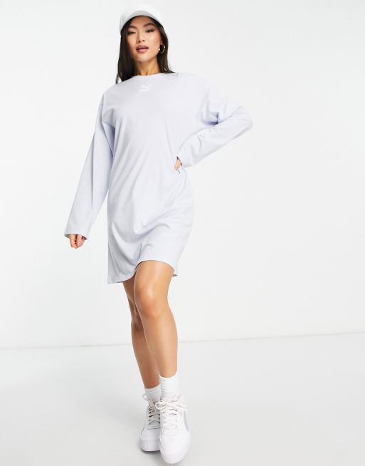 Puma Classics long sleeve tee dress in light blue | ASOS