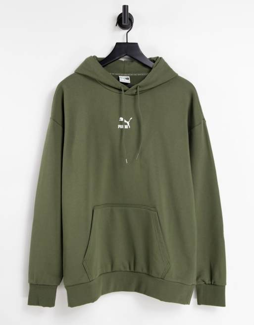 PUMA Classics – Oversize-Kapuzenpullover in Khaki