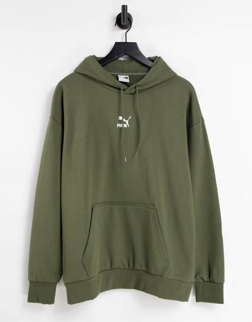 Khaki green puma hoodie sale