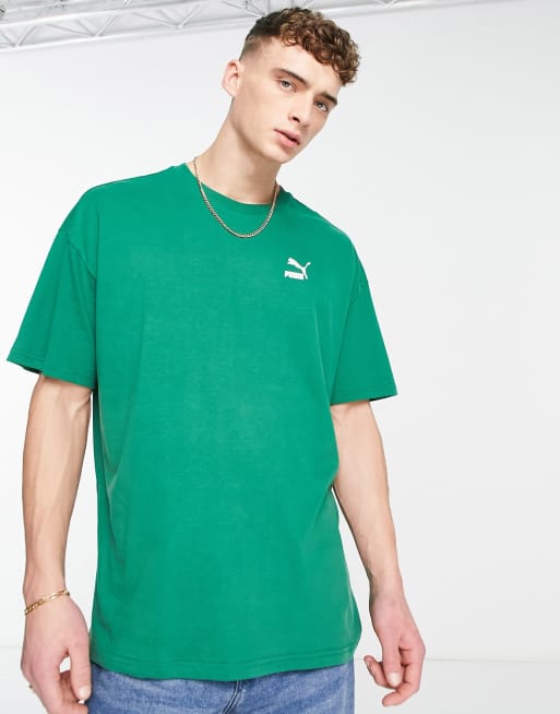 Puma Classics oversized logo t-shirt in forest green - DGREEN - DGREEN