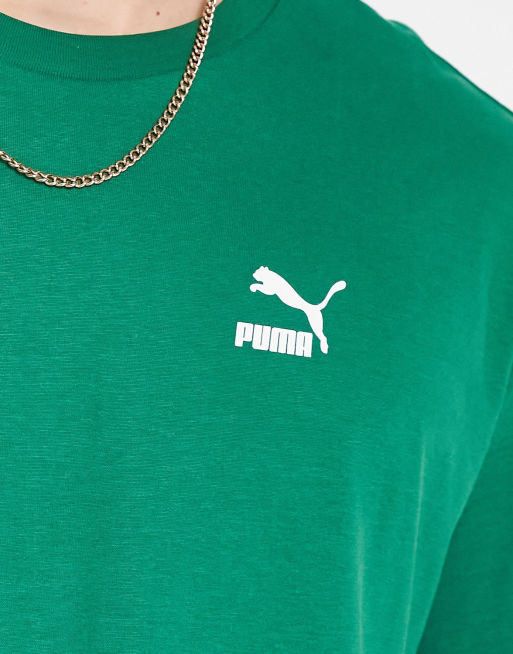 PUMA Classics oversized logo T shirt in forest green