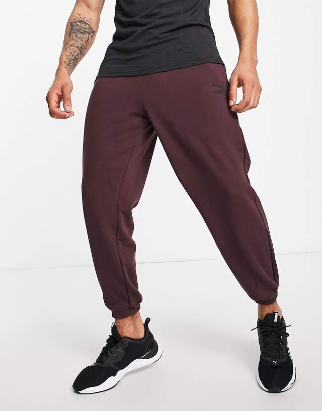 Puma Classics oversized sweatpants in burgundy