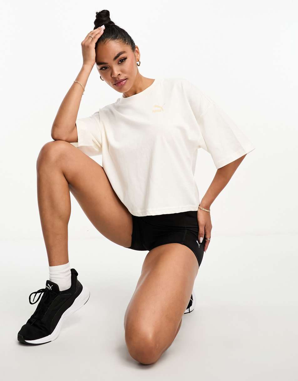 Puma Classics oversized t shirt in cream