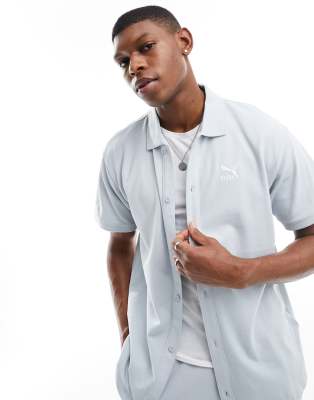 Classics Pique terrycloth shirt in light blue