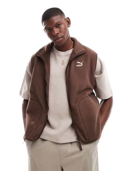 Puma Classics polar fleece vest in brown