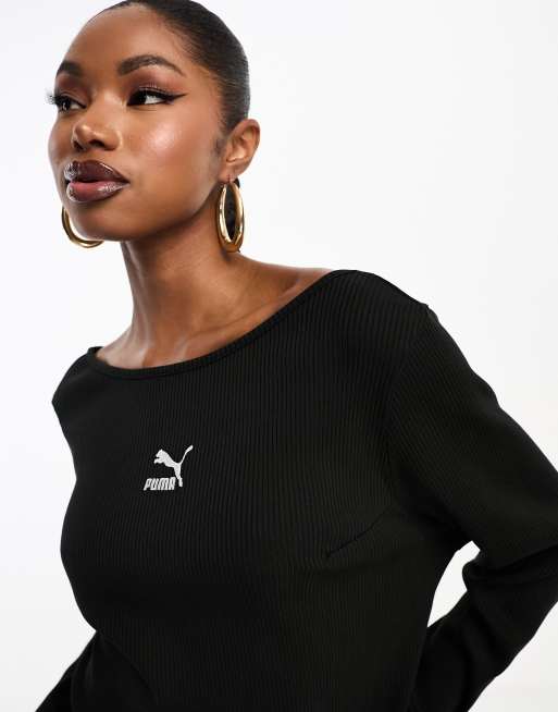 Puma Classics ribbed bodycon dress in black ASOS