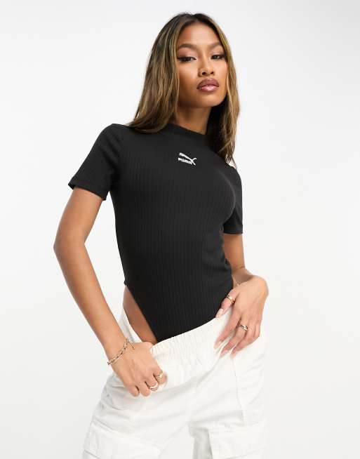 Puma Classics ribbed bodysuit in black