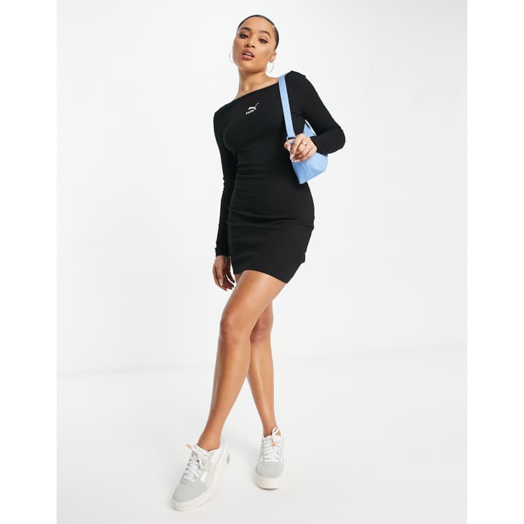 puma ribbed dress Puma NWT L Junior Black Long Sleeve Ribbed Short Dress #2233D