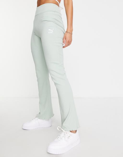 Puma Classics ribbed flare pants in pastel green