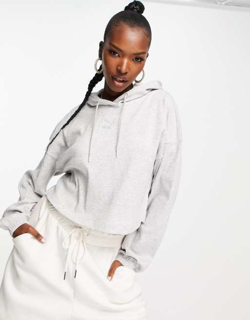 PUMA Classics ribbed hoodie in gray | ASOS