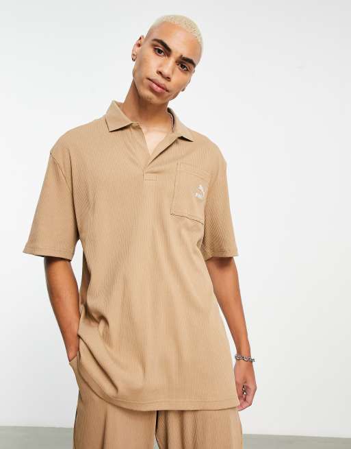 Puma Classics ribbed polo shirt in rich brown - exclusive to ASOS, 3 of 4
