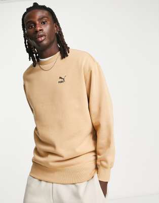 PUMA Downtown color block logo hoodie in beige