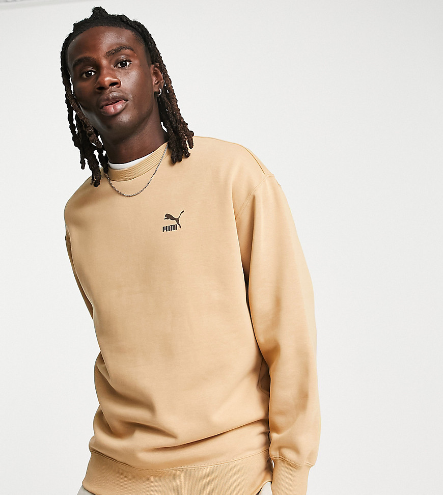 Puma Classics safari back print sweatshirt in tan - Exclusive to ASOS-Brown