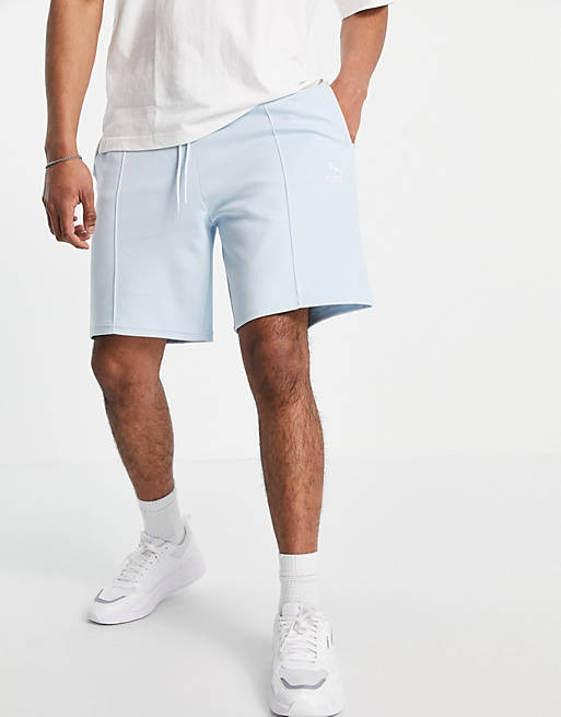 Puma Classics seamed logo shorts in pastel blue