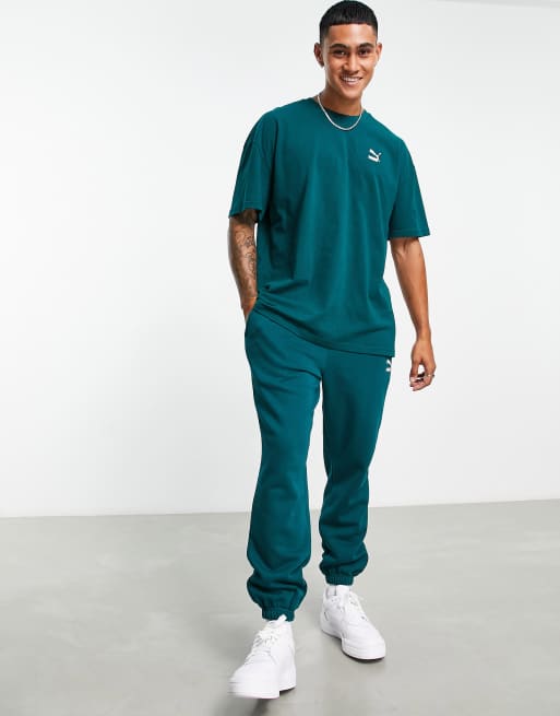 Puma Classics small logo trackies in teal green