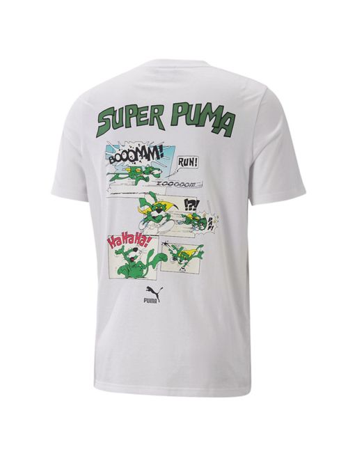 PUMA Classics 'Super PUMA' graphic back-print T-shirt in white