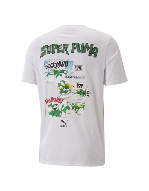 PUMA Classics 'Super PUMA' graphic back-print T-shirt in white