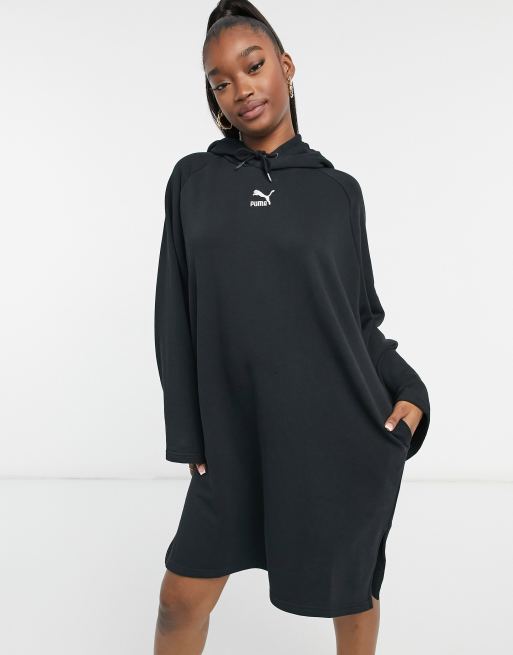 Puma – Classics – Svart tröjklänning med huva och lång ärm
