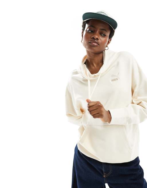 PUMA Classics - Sweat à capuche décontracté - Blanc cassé