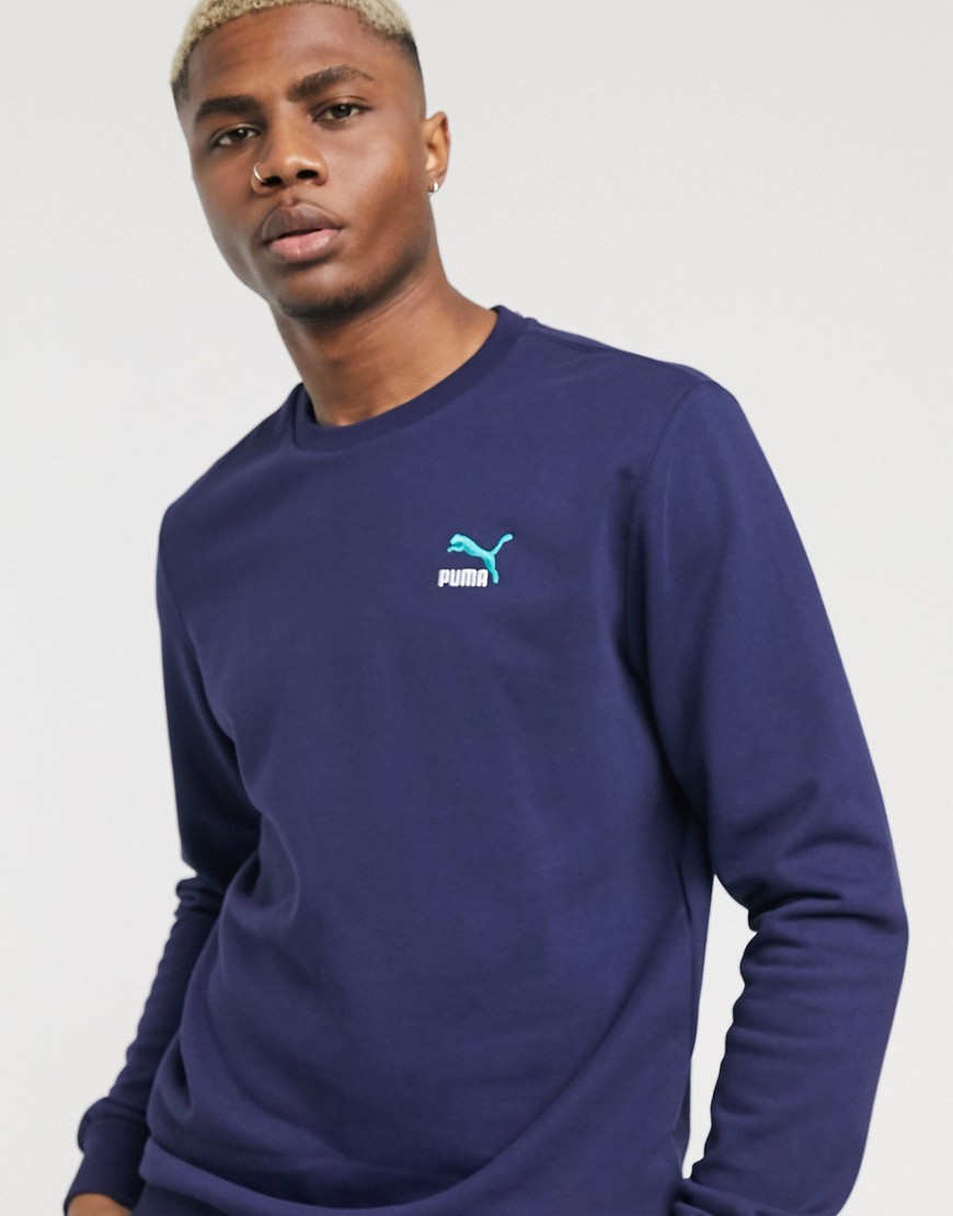 Puma - Classics - Sweatshirt met geborduurd logo in marineblauw