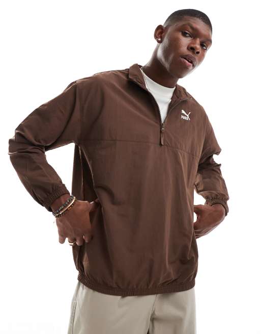 PUMA - Classics - Sweatshirt met halve rits in bruin