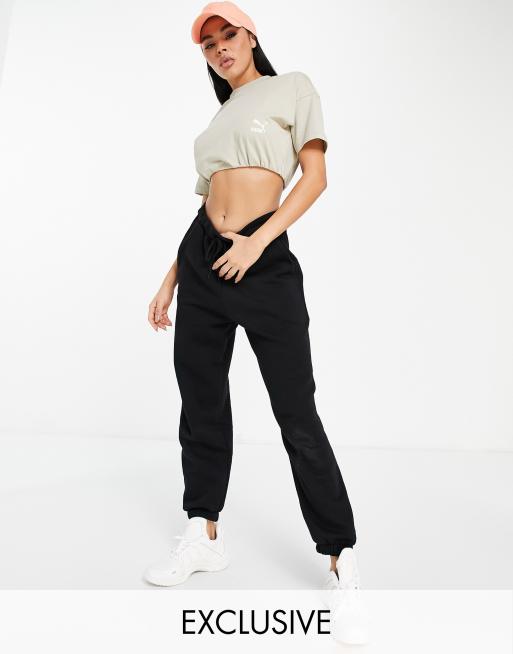 Puma Classics - T-shirt crop top avec ourlet roulé - Beige - Exclusivité ASOS