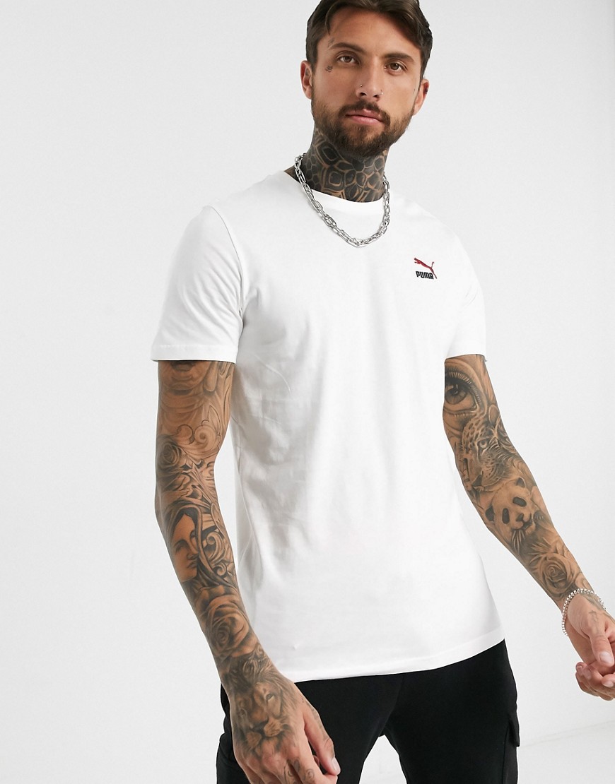 Puma Classics - T-shirt ricamata bianca-Bianco