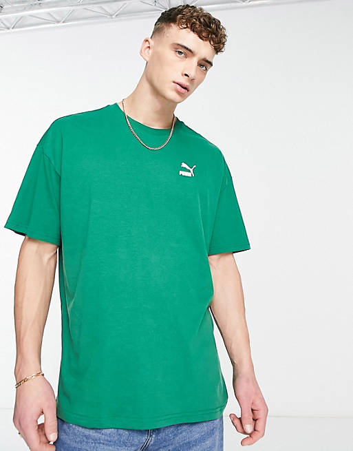 Puma classics t-shirt with logo in green | ASOS
