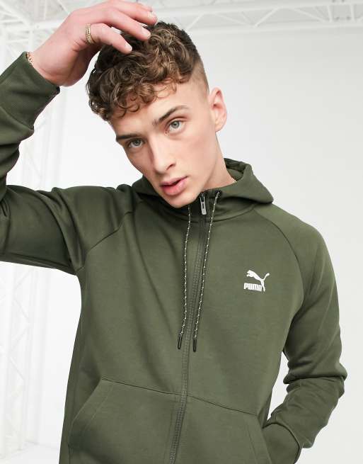 Puma Classics Tech hoodie in dark khaki