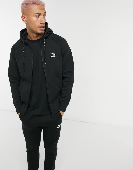 Puma – Classics – Tech – Svart huvtröja med dragkedja
