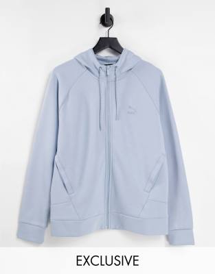 Puma Classics Tech zip up hoodie in blue fog Exclusive to ASOS - Technical View