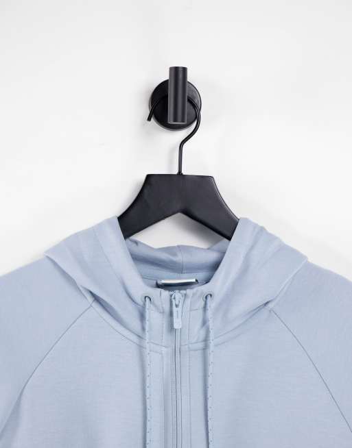 Puma Classics Tech zip up hoodie in blue fog Exclusive to ASOS