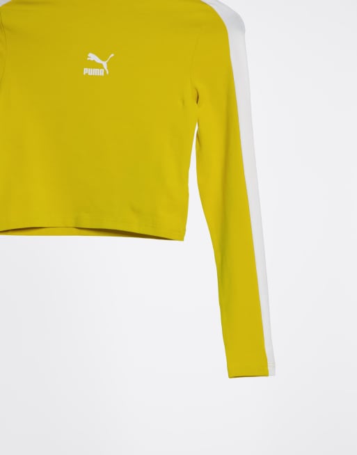 PUMA Classics Top corto giallo a maniche lunghe