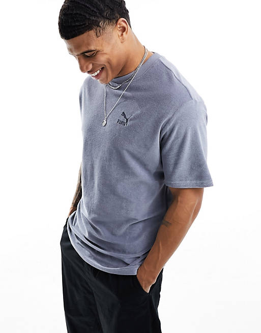 Puma Classics towelling t-shirt in gray | ASOS