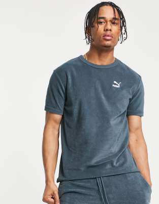 Puma Classics towelling t-shirt in navy - ASOS Price Checker
