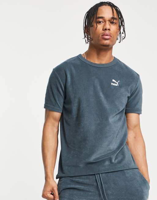 PUMA Classics towelling t-shirt in navy