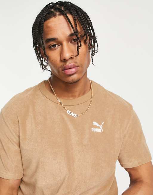 in tan Puma Classics t-shirt | towelling ASOS brown