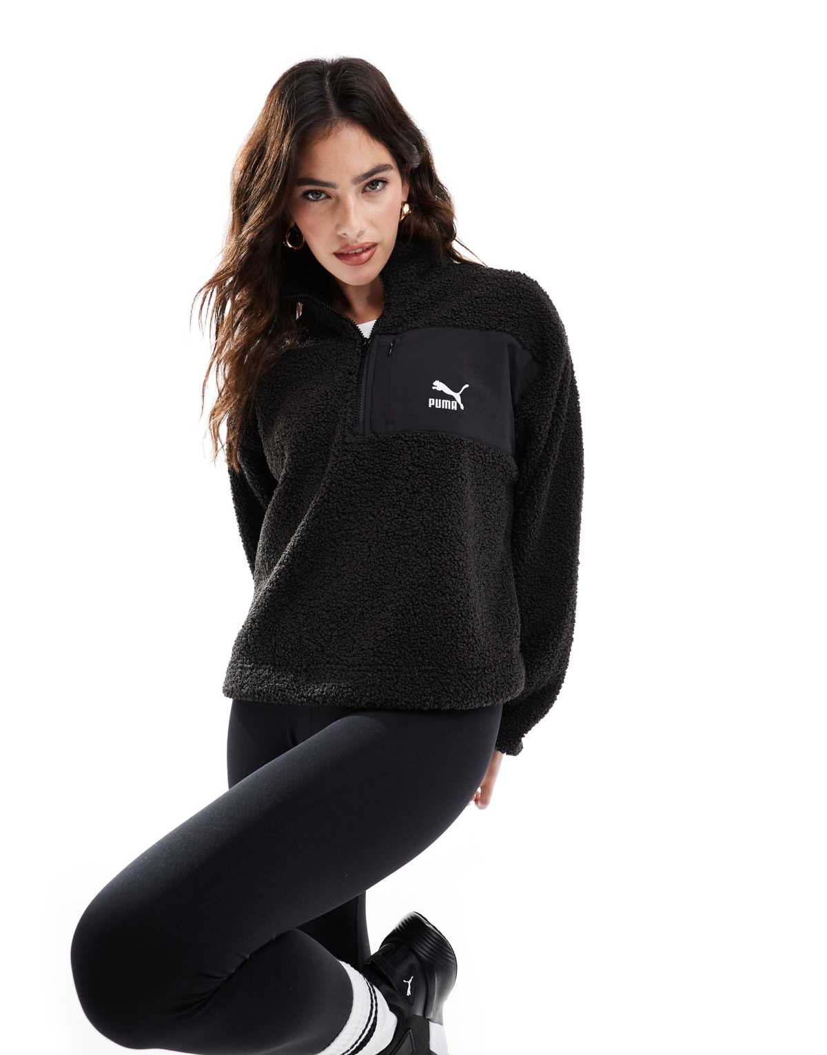 Puma Classics winterized half-zip top in puma black