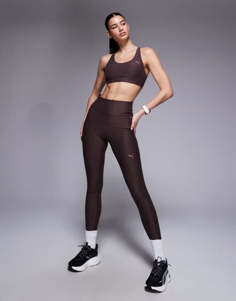 Puma Cloudspun full length leggings in chocolate brown - view 1