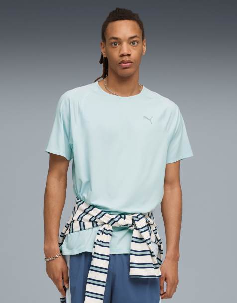 Puma Cloudspun running tee in blue regular shortsleeve crew neck in sea glass - view 1