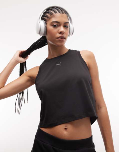 Puma Cloudspun training tank crew neck in puma black - view 1